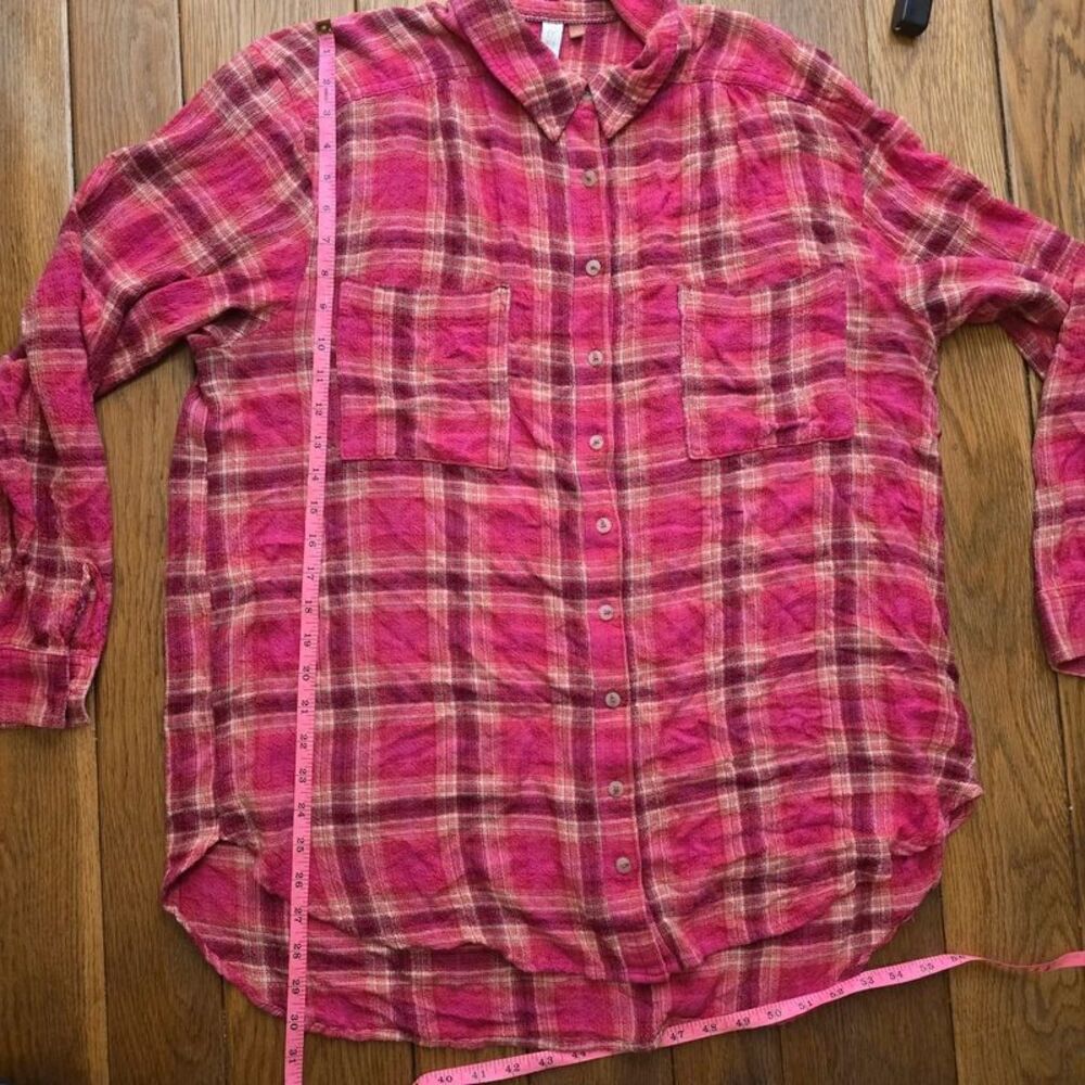 Pilcro Anthropologie Pink Plaid Button-Down Shirt Size XL - Picture 6 of 8